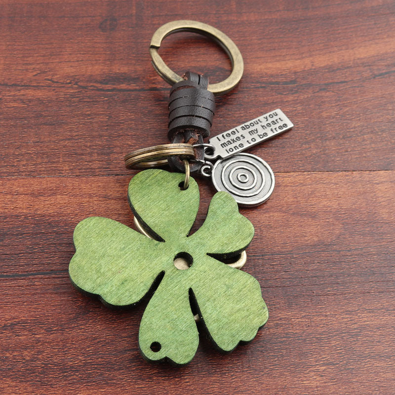 Wholesale Alloy Clover Wooden Clover Keychains